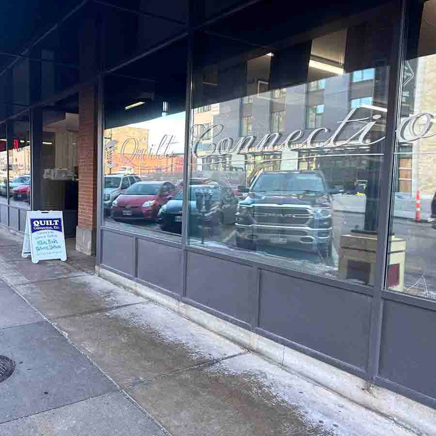 A picture of the outside of the Quilt Connection ETC store front.