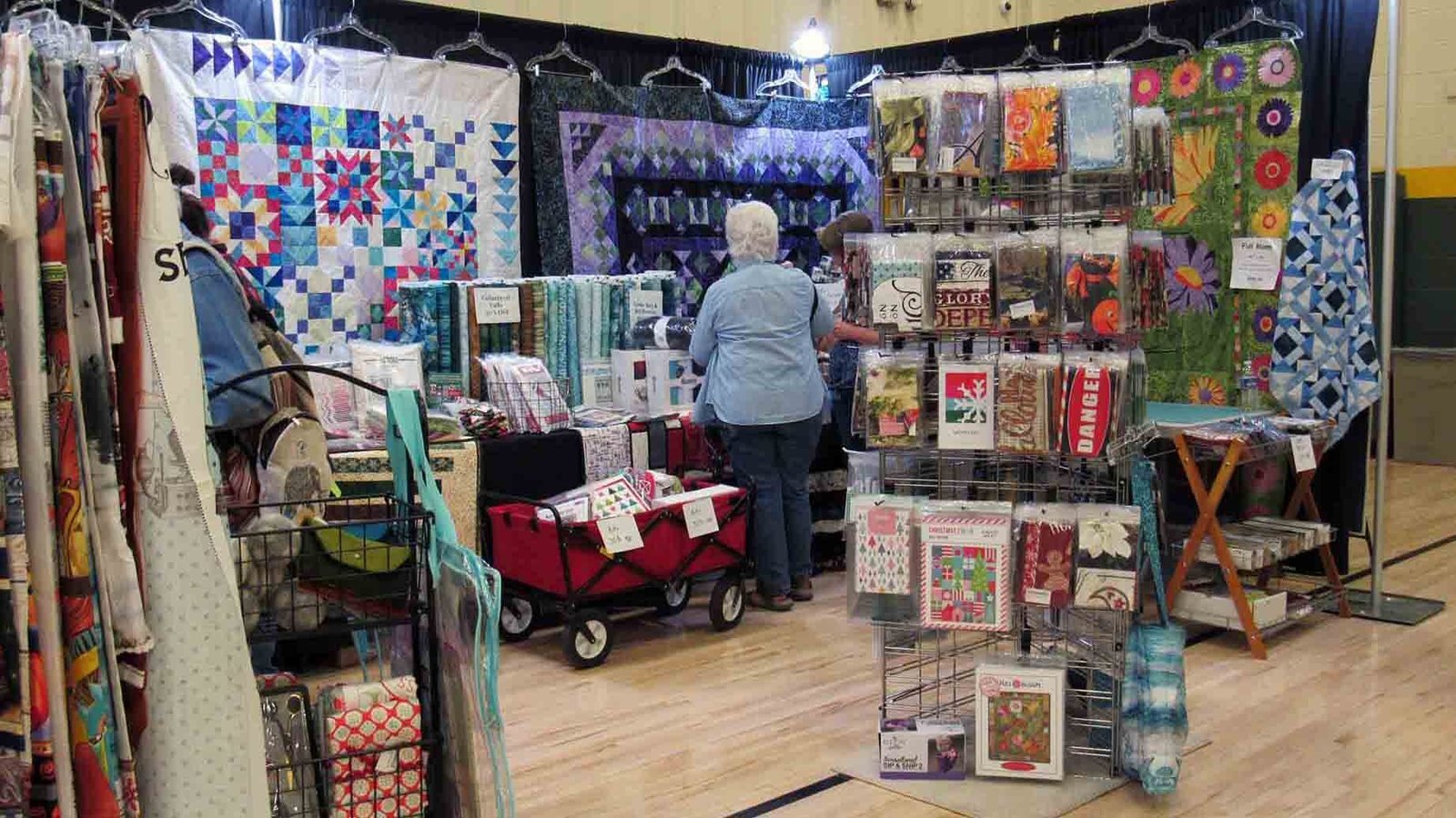 A vendor booth at the quilt show.